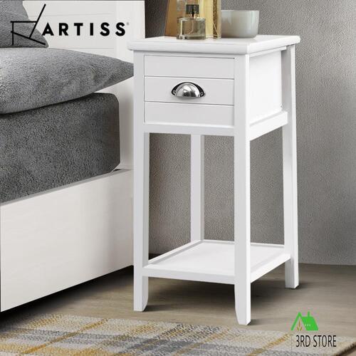 Artiss Bedside Tables Drawers Side Table Cabinet Nightstand White Vintage Unit