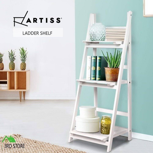 Artiss Display Shelf Bookshelf Ladder Shelves Bookcase 3Tier Stand Rack Storage