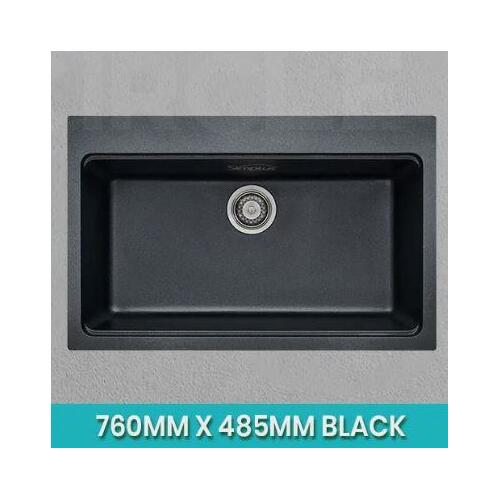 Simplus Kitchen Sink Basin Stainless Steel/Granite Stone Sink Single 76x48cm