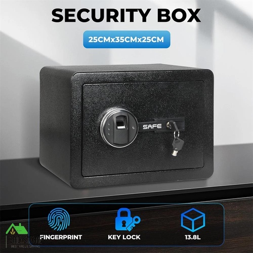 13.8L Security Digital Safe Box Fingerprint Key Lock Jewelry Cash Home Office