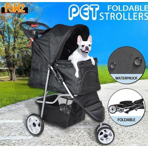Pet Stroller Dog Cat Puppy Cage Pushchair Travel Carrier Pram Foldable 3 Wheels