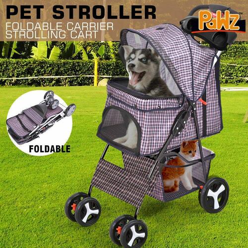 PawZ 4 Wheels Pet Stroller Dog Cat Cage Puppy Pushchair Travel Walk Carrier Pram