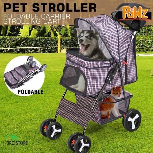 RETURNs PawZ 4 Wheels Pet Stroller Dog Cat Cage Puppy Pushchair Travel Walk Carrier Pram