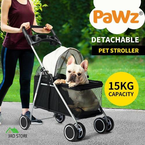 PaWz Large Pet Stroller Dog Cat Carrier Travel Pushchair Foldable Pram 4 Wheels