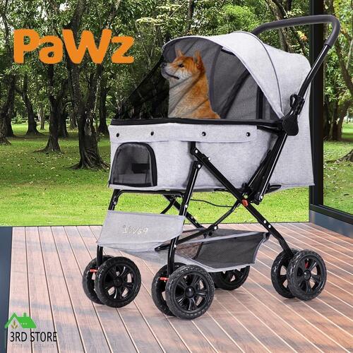 PaWz Pet Stroller Pram Dog Carrier Trailer Strollers 4 Wheels Foldable Large