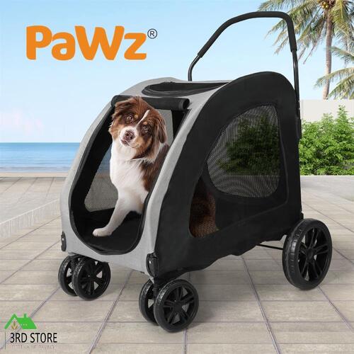 PaWz Pet Dog Stroller Pram Carrier Cat Travel Foldable 4 Wheels 50kg Capacity