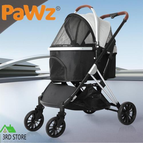 PaWz 4 Wheels Pet Stroller Dog Cat Pram Carrier Travel Foldable Aluminium 50kg