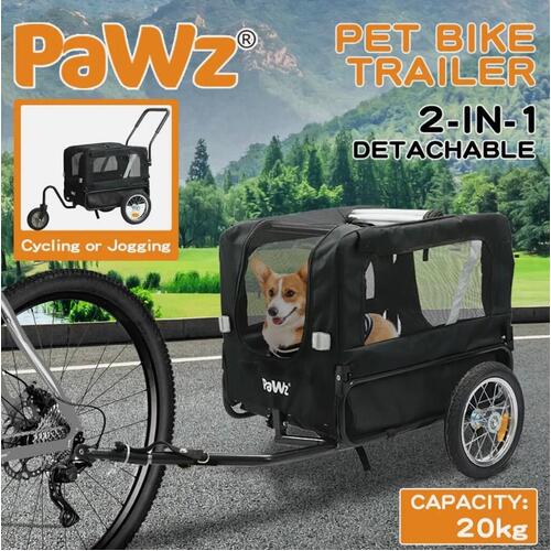 Pawz Pet Bike Trailer Foldable Cycling Pet Stroller 2-IN-1 Outdoor Sunroof