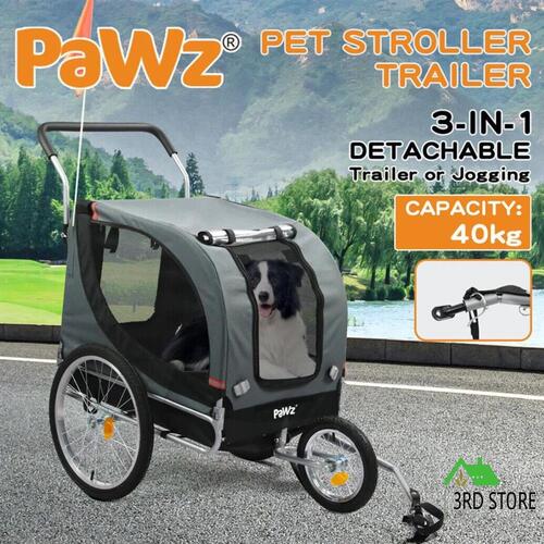 Pawz Pet Bike Trailer Foldable Pet Stroller 3-IN-1 Outdoor Cycling Sunroof