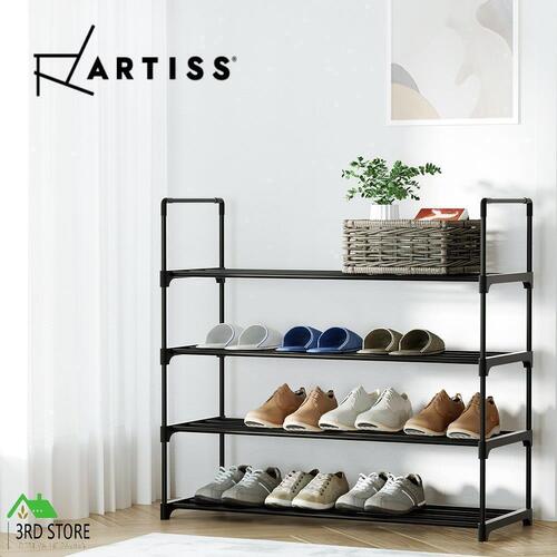 Artiss Shoe Rack Stackable 4 Tiers 80cm Shoes Shelves Storage Stand Black