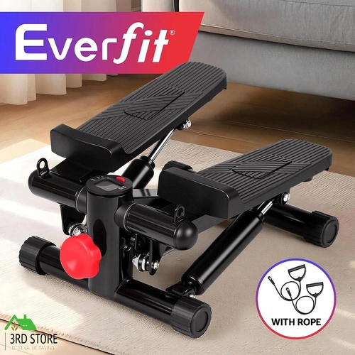 Everfit Mini Stepper with Resistance Rope Aerobic for Exercise Compact Home Workout Black