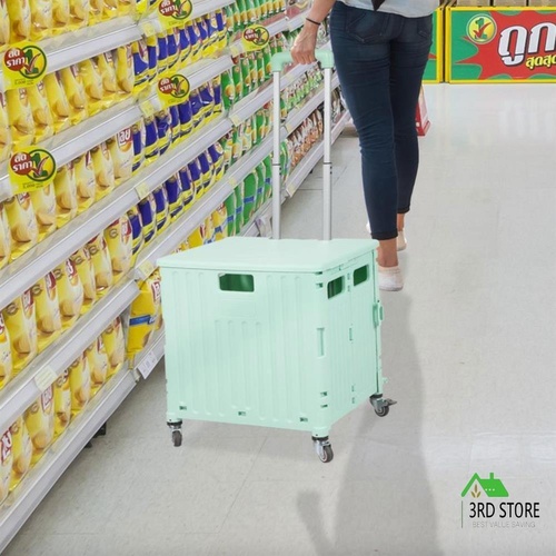 Folding Shopping Trolley Cart Portable Rolling Grocery Basket  Wheel Green