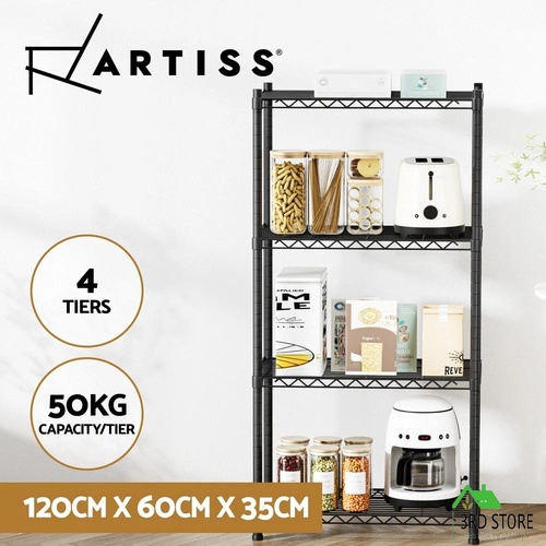 Artiss 4-Tier Shelving Unit Adjustable Garage Storage Shelves Kitchen Rack Steel