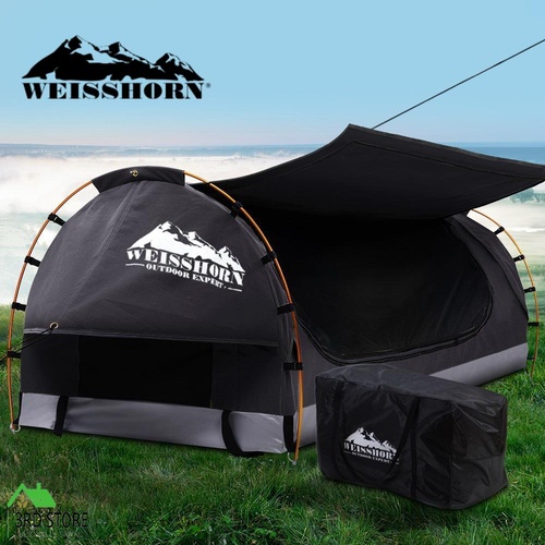Weisshorn Swag Single Camping Swags Canvas Free Standing Tent Dome Grey