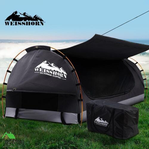 Weisshorn Swag King Single Camping Swags Canvas Free Standing Tent Dome Grey
