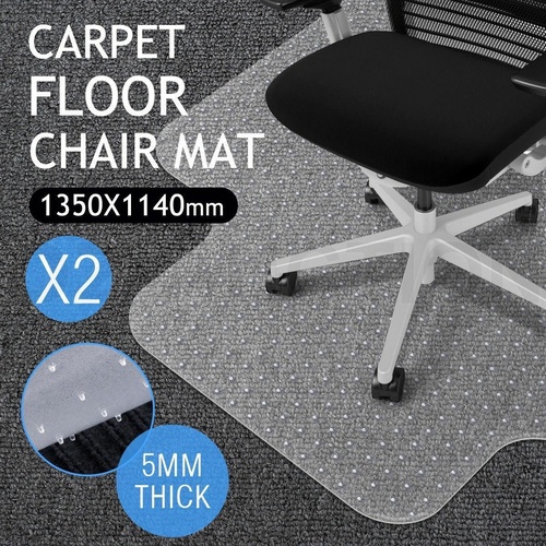 2 x Carpet Chair Mat Floor Protector Office Computer Plastic Chairmat 135 x 114.5