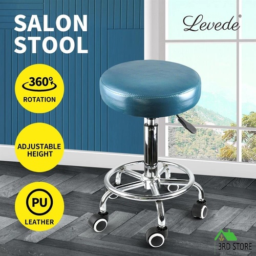 Levede Bar Stools Salon Stool Swivel Barber Dining Chair PU Hydraulic Lift Teal
