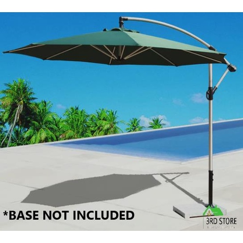 3m Outdoor Umbrella Cantilever Garden Patio Beach Umbrellas Green
