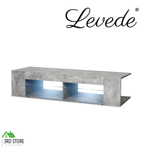 Levede TV Cabinet Entertainment Unit Stand LED Light Wooden Shelf Cabinet 145cm