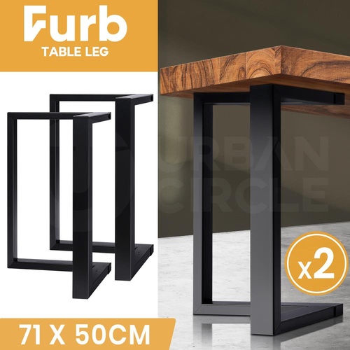 Furb 2x V-shaped Table Legs Coffee Dinner Table Industrial Desk 71x50CM Black