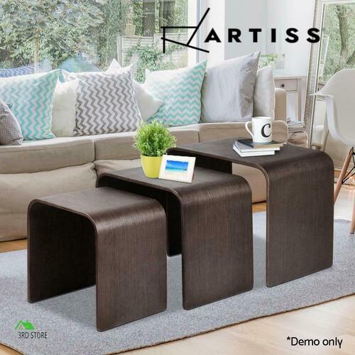 Artiss Coffee Table 3 Nest of Tables Set Side End Bedside Wooden Furniture