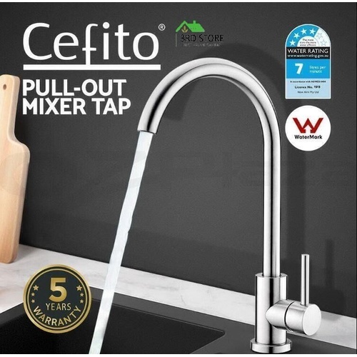 Cefito WELS Kitchen Tap Mixer Taps Sink Basin Faucet Vanity Swivel Chrome