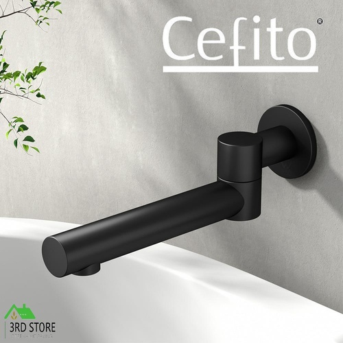 Cefito Bath Spout Wall Mounted Square Water Outlet Bathtub Bathroom Swivel Black