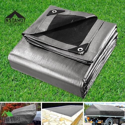Instahut Tarpaulin Tarp 3.6x4.8m Canvas Camping Tarps Poly Heavy Duty Cover