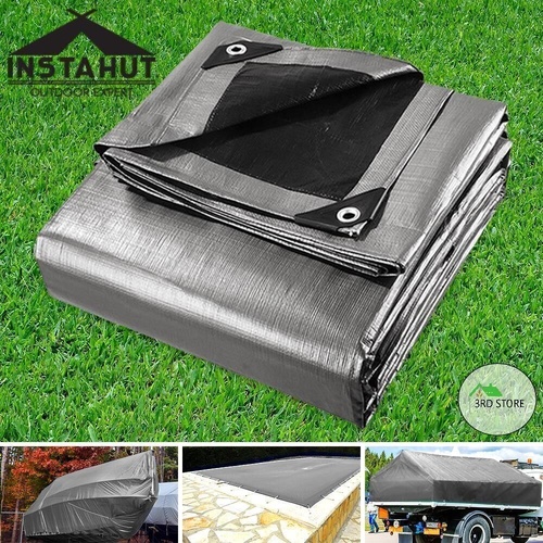 Instahut Tarpaulin Tarp 3x3.6m Camping Tarps Poly Heavy Duty Cover 180gsm