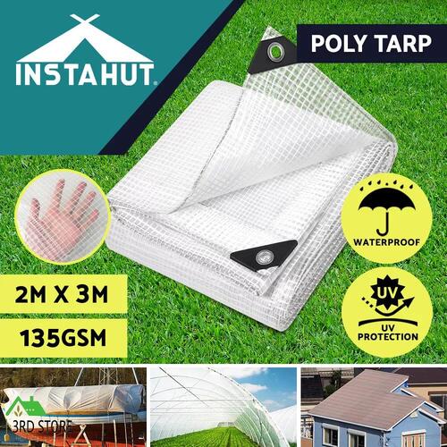 Instahut Tarpaulin Tarp 2x3m Canvas Heavy Duty Camping Poly Tarps Cover Plant