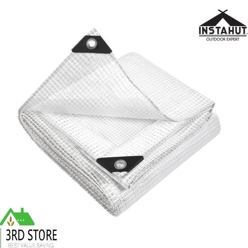 Instahut Tarpaulin Tarp 5x6m Canvas Heavy Duty Camping Poly Tarps Cover Clear