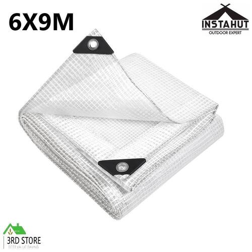 Instahut 6x9m Canvas Tarp Heavy Duty Camping Poly Tarps Tarpaulin Cover Tent PE