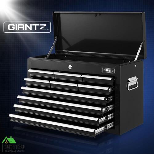 Giantz Tool Box Chest Cabinet Trolley 10 Drawers Toolbox Garage Storage Boxes BK