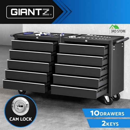 Giantz Tool Chest Trolley 10 Drawers Toolbox Storage Black