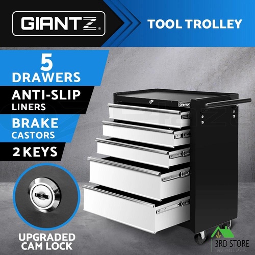 Giantz 5 Drawers Tool Box Chest Cabinet Trolley Boxes Garage Storage Toolbox GY