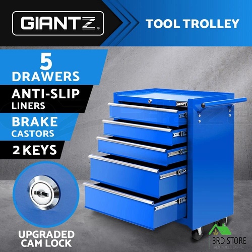 Giantz 5 Drawers Tool Box Chest Cabinet Trolley Boxes Garage Storage Toolbox BU