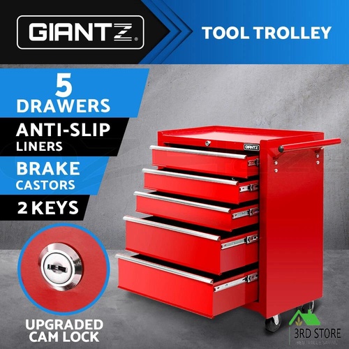 Giantz 5 Drawers Tool Box Chest Cabinet Trolley Boxes Garage Storage Toolbox RD