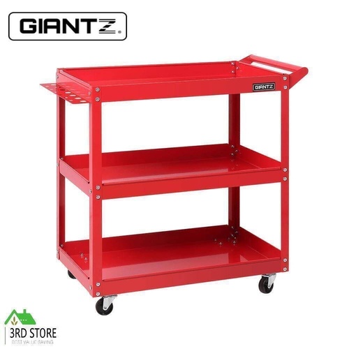 Giantz Tool Cart 3 Tier Parts Steel Trolley Mechanic Storage Organizer Red