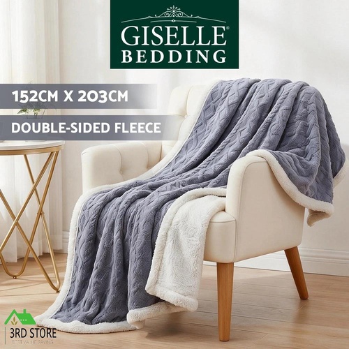 Giselle 152x203cm Throw Blanket Double-Sided Fleece Lightweight For Sofa Couch Bed Queen