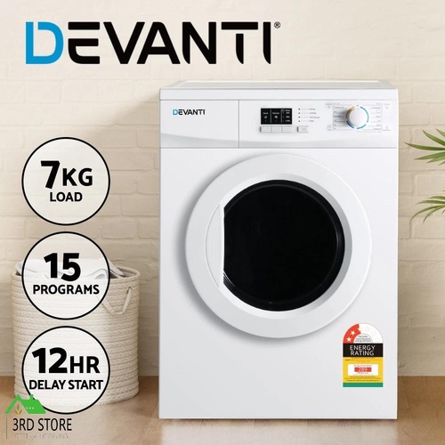 Devanti 7kg Vented Tumble Dryer Clothes Dryers Full Auto Cool Air Dry Laundry