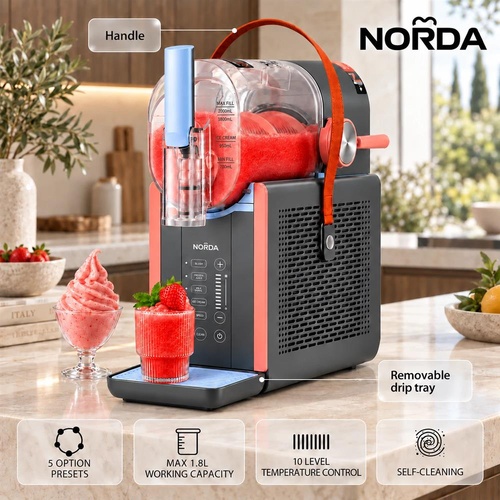 NORDA 2L Slushie Machine Frozen Drink Maker Ice Cream Maker Countertop Grey