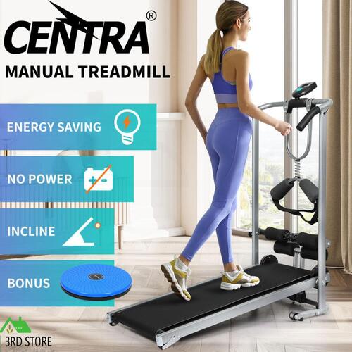 Centra Manual Treadmill Mini Incline Fitness Machine Walking Home Gym Exercise