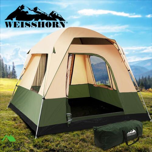 Weisshorn Family Camping Tent 4 Person Hiking Beach Tents Canvas Ripstop Green