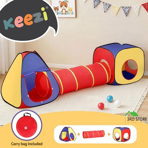 Keezi Kids Playhouse Play Tent Pop Up Teepee Castle Crawl Tunnel Outdoor Indoor Toys Children Gift