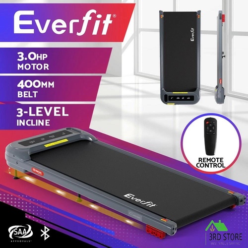 Everfit Treadmill Electric Walking Pad with Incline Under Desk Home Gym Grey