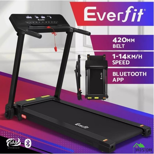 Everfit Treadmill Electric Home Gym Fitness Exercise Knob Foldable 420mm Black