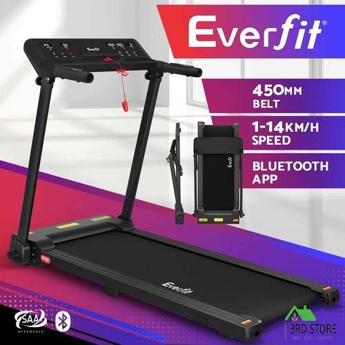 Everfit Treadmill Electric Home Gym Fitness Excercise Knob Foldable 450mm Black
