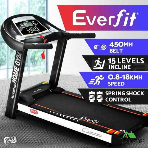 Everfit Treadmill Electric Auto Incline Home Gym Exercise Machine Fitness 450mm