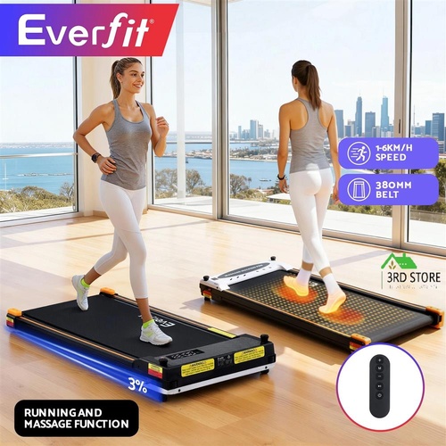 Everfit 2 Side Walking Pad Treadmill with Massage Function Fitness 380mm Black