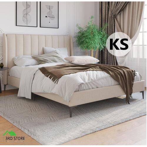 Beige Modern Classic Herman Bed Frame-king single